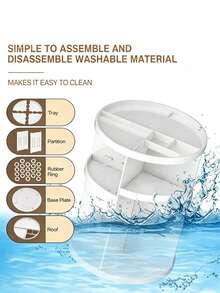 360° Rotating Desktop Organizer Acrylic Storage Box Vanity Lipstick Skincare Organizer Cosmetic Display Rack - White - View 10