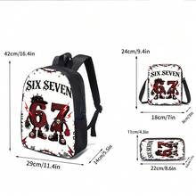 Stilvolles Punk-Street-Fashion-Rucksack-Set mit Lunch-Tasche und Federmäppchen, entworfen für einen  Look. - 3 Stück - Übersicht 5