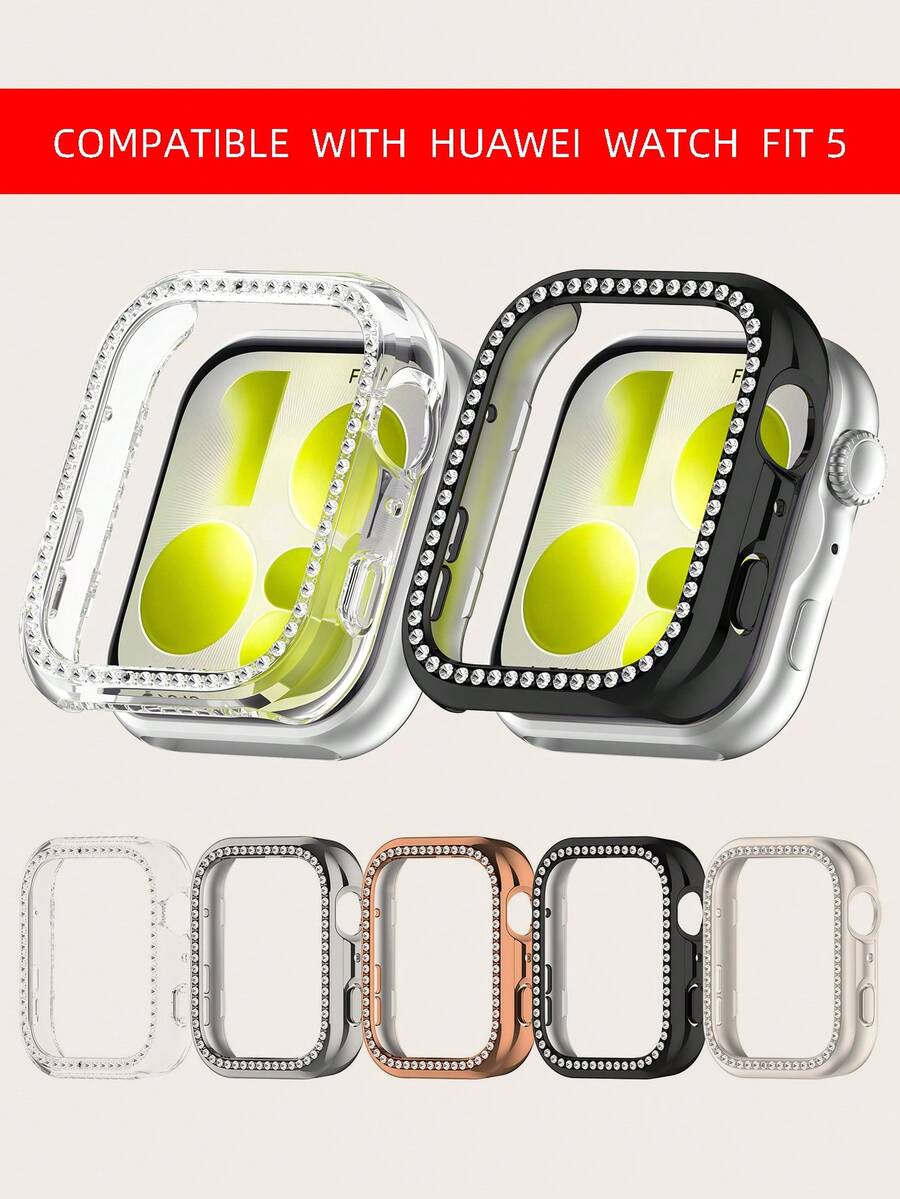 1 pieza Funda protectora de reloj inteligente de PC con diseño hueco y una de cristales de moda para mujer, compatible con Huawei Watch Fit 5/4, a prueba de arañazos y golpes, regalo - Watch Fit 4 - Ver 1
