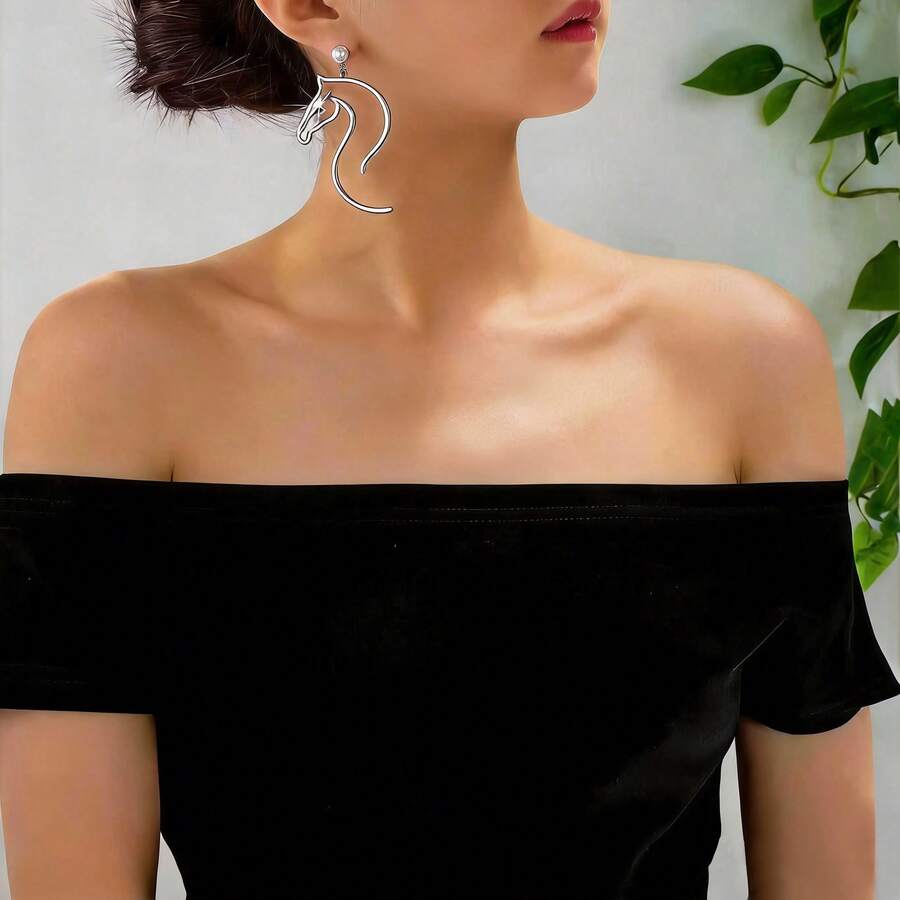1件歐美簡約優雅馬頭女款耳環 - 耳環 - 查看 1
