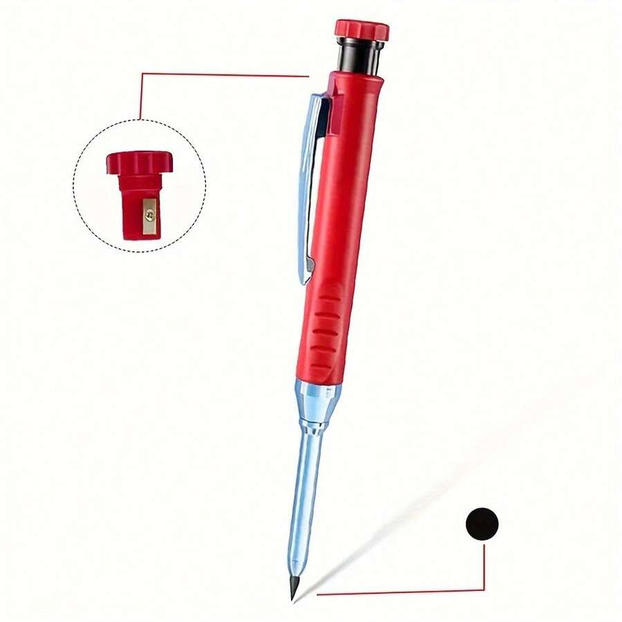 Metal Long Head Deep Hole Woodworking Pencil Professional Engineering Woodworking Pen Quick-Drying Marking 2.8MM Lead - A - View 1