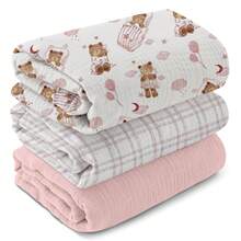 3 Packs Muslin Swaddle Blankets, Cotton Receiving Baby Blanket Large 40 X 38 Inches, Soft Breathable Swaddling Wrap For Unisex Newborn - Multicolor - View 9