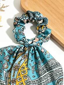3pcs Set Satin Solid Color Headscarf Triangular Shawl, Hair Accessories - Dark Green - View 9