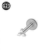 1PC Triangle Cz G23 Pure Titanium Lip Studs 16G Internal Thread Zirconia Ear Helix Tragus Cartilage Earrings Body Piercing Jewelry - As Shown - View 21