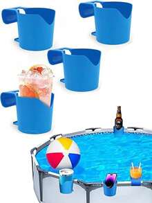 Poolside Cup Holder, Plastic Beverage Rack, Suitable For Swimming Pools, Fashionable Ground Pool Drink Holder For Summer Parties, Fits Most Frame Pools, Includes Multiple Components - Pool Accessories - Multiple Styles - View 1