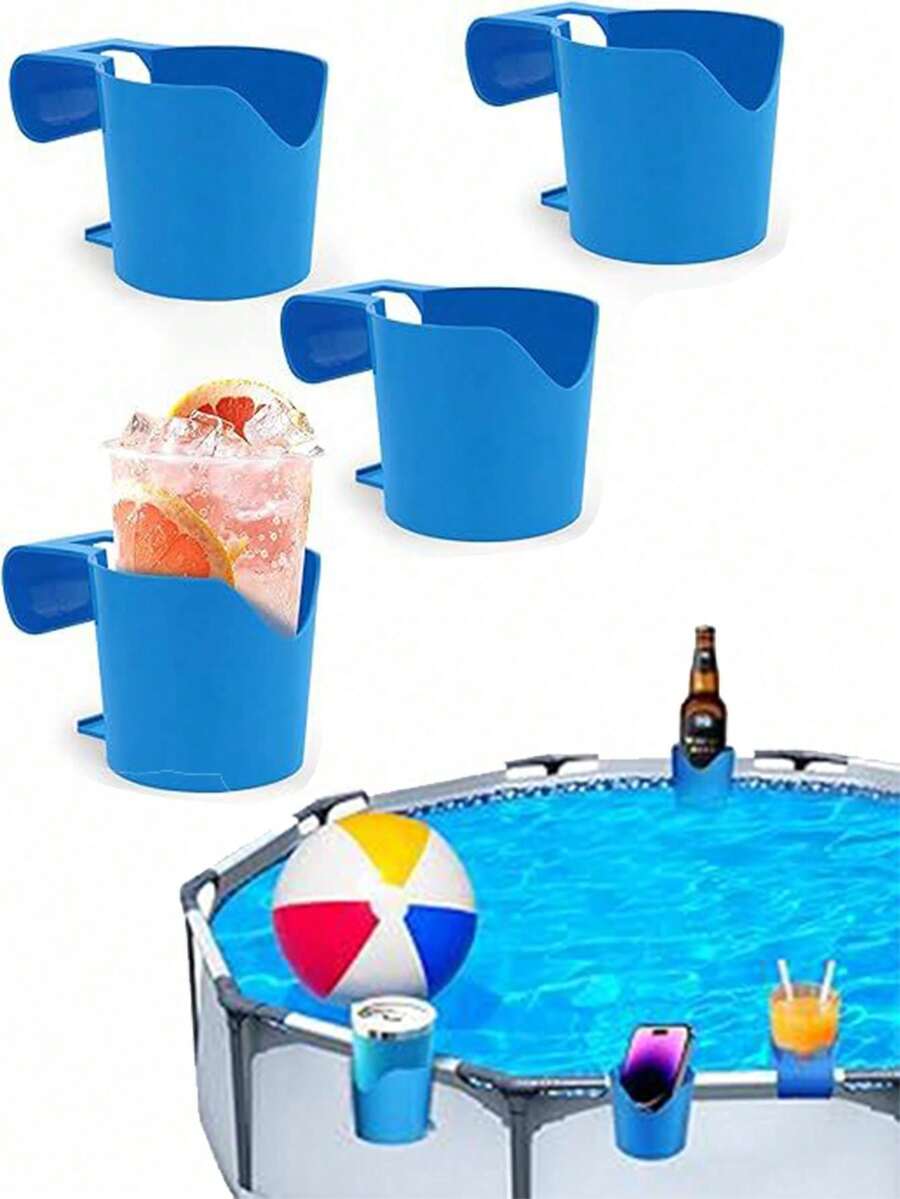 Poolside Cup Holder, Plastic Beverage Rack, Suitable For Swimming Pools, Fashionable Ground Pool Drink Holder For Summer Parties, Fits Most Frame Pools, Includes Multiple Components - Pool Accessories - Multiple Styles - View 1