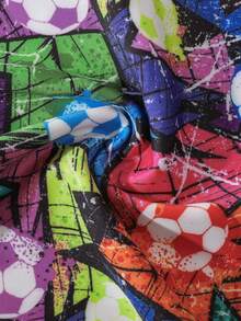 Set de 5 piezas | Tanga para mujer con estampado total de bloques de color estilo graffiti de fútbol callejero, corte ajustado sin costuras, tela suave como nube, lisa y ajustado, borde con dobladillo sin enrollar, esencial para el outfit diario de chica con estilo personalizado - Multicolor - Ver 11