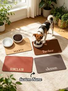 1pc Customized Pet Feeding Mat, Personalized Pet Name Mat, Personalized Dog Feeding Mat, Customized Cat Floor Mat, Unique Gift For Pet Lovers, Ideal Birthday Choice - Multicolor - View 1