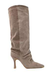 Bottes Plissées à Talon Carré Pour Femme : Allure Bohème Et Chic Citadin - Khaki - View 2