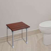 Ubfhonsi Modern Folding Shower Chair, Wall Mounted Shower Chair, Bathroom Shower Seat - Brown + Silver - View 7