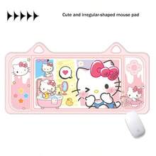 SANRIO 三麗鷗 Hello Kitty 大尺寸電競桌墊 & 滑鼠墊 - 防滑可水洗橡膠底，印有卡通愛心與星星圖案，適合辦公室與電競空間 - 給粉絲的完美禮物，動漫主題滑鼠桌墊 - 查看 7