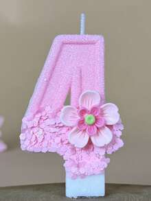 1pc Pure Pink Gradient Double Layer Flower Number Birthday Candle, Suitable For Birthday Party, Company Anniversary Celebration Theme Cake Decoration - View 15