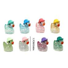 Colorful Glitter Transparent Mini Duck With Hat Figurine, Sparkling Resin Duck Decorative Accessory, Cute Duck Pendant, Suitable For Handmade DIY, Egg Filling, Desktop And Garden Decoration, Scrapbooking, Also As Children's Birthday Party Gift Bag Small Item - Multicolor - View 6