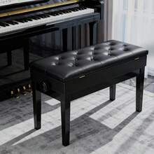 Height Adjustable Faux Leather Piano Stool With Storage - 72x33x58cm - View 1