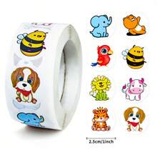 500pcs/Roll Small Animal Roll Stickers, Cartoon Animal Toy Reward Incentive Office Stationery Decoration Labels Seal Stickers Self-Adhesive Sticker Labels - 500 Stickers/roll - View 5