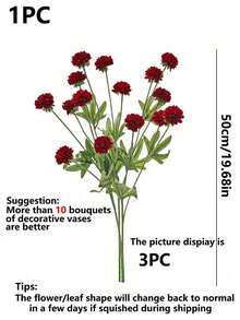 1 Bunch Artificial Carnation Bouquet, Single Chrysanthemum, Home Vase Decoration, Wedding Decoration, Outdoor Garden Decoration, Birthday Party Decoration, Photography Prop - Red - View 8