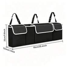 Car Trunk Organizer Bag With 4 Pockets, Multifunctional Car Trunk Storage Bag, Back Seat Organizer Bag With 3 Adjustable Straps - Black - View 9