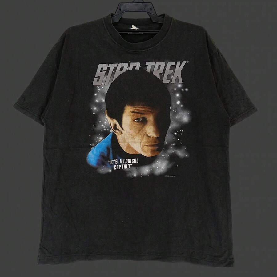 Camiseta Vintage de los 90 de , de ficción científica, negra, talla grande, de la película , con el Capitán de la nave, talla L - Negro - Ver 1