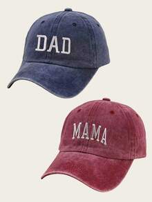 2件裝 春夏 DAD MOM 刺繡棒球帽 復古運動休閒遮陽帽 - DAD/MAMA - 查看 11