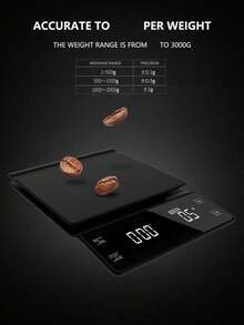 Báscula electrónica de alimentos de 3kg, medición de alta precisión, panel de pantalla digital LED, báscula de cocina con conversión de unidades, función de temporizador y función de tara, adecuada para cocina, granos de café, cocina (baterías no incluidas). - Báscula de cocina - Ver 9