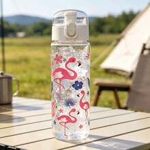 1pc 600ml Cartoon Pattern Printed Summer Water Bottle With Straw Cup, Suitable For Sports, Outdoor, Home, Office, School, Portable And Giftable - Multicolor - View 8