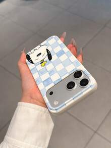 SNOOPY 1件格紋卡通圖案大孔液態米色防摔手機保護殼，矽膠材質，可作為節日禮物，適用於Apple XS/XS Max/XR/11/12/13/14/15/16 Pro/Pro Max/14/15/16 Plus/17/18 Pro Max/18 Pro，中性款，Galaxy S24 Ultra 5G/S22 Ultra 5G/S22 5G/S21 Ultra 5G/S21 FE 5G/S21 5G/A73 5G/A71 4G/A36 5G/A25 5G - 彩色 - 查看 3