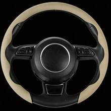 1pc Non-Slip Steering Wheel Cover - Faux Leather (PU Leather/Nappa Leather) + Breathable Holes + Lightweight + Embedded Easy Installation + No Inner Ring; For Car/Pickup/SUV/MPV/Van/D-Shape/O-Shape/Round Steering Wheel - Synthetic Leather (PU Leather/Nappa Leather) - View 6