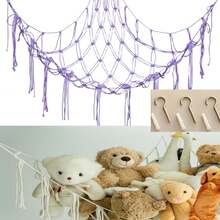 Hamaca de muñeca tejida a mano con cuerda colgante para esquina, de red de peluche triangular para almacenamiento de muñecas (1 pieza) - Blanco - Ver 13