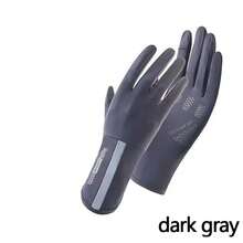 1 Pair Car Accessories Pink/Grey/Beige/Dark Grey Car Gloves, Thin Summer UV Protection Long Riding Universal Fingerless Touchscreen Ice Silk Gloves - A - View 15