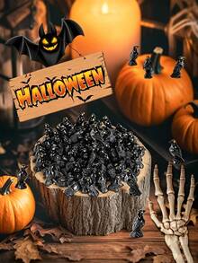 20pcs Miniature Crows Decor,Halloween Mini Resin Crows Figures,Black Raven Figurines Tiny Resin Animals Suitable For Holiday Scenes,Micro Landscapes,Horror Party,Desktop Decoration,Gothic Party Supplies,Horror Autumn Haunted House Decoration,Glass Container DIY Crafts,Halloween Scene,Garden Home Desktop Decoration. - A - View 3