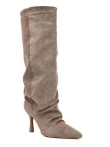 Bottes Plissées à Talon Carré Pour Femme : Allure Bohème Et Chic Citadin - Khaki - View 1