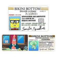 SpongeBob SquarePants 2入姓名貼貼紙 DIY 裝飾精緻 銀行卡情侶學生學習用品貼花貼片文件女孩生日禮物 - 彩色 - 查看 1