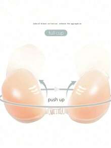 1 Pair Of Silicone Invisible Strapless Bras With Self-Adhesive Backless Push-Up Cups - Multicolor - View 5