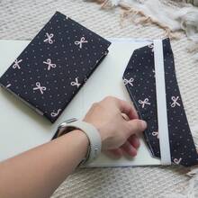 Black Base Pink Bow & Polka Dot Fabric Book Sleeve, Reusable Cloth Notebook Cover, Fits A5 & A6 Journals, Decorative Planner Protector,Back To School - Sets - View 10