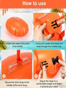 1 Set Open Water Swimming Buoy, Back To School Supplies, Thickened Large Double Air Chamber Swim Buoy, Safety Swimming Bubble Tow Float, Equipped With Adjustable Visibility Waist Belt, Enhanced Swimming Training Safety, Suitable For Swimmers And Triathletes, Waterproof High Visibility Orange Inflatable Buoy, Make You More Visible And Safer - Multiple Styles - View 9