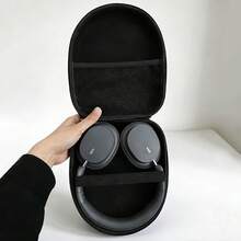 UNIQUEFORYOU 1pc Black Large Capacity Multi-Functional Headphone Storage Box, Shockproof & Pressure-Resistant Hard Shell Design, EVA Material Bluetooth Earphone Storage Box, Digital Camera Accessory Bag, Data Cable, USB Drive Zipper Portable Protective Case - Black - View 7