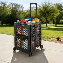 Shopping Trolley On Wheels Foldable Trolley Cart – 4-Wheel Portable Cart - Black 65L - View 4