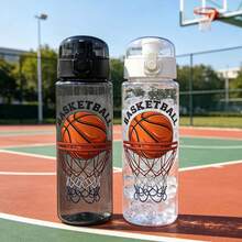 1pc 600ml Cartoon Pattern Printed Summer Water Bottle With Straw Cup, Suitable For Sports, Outdoor, Home, Office, School, Portable Gift Cup - Multicolor - View 6