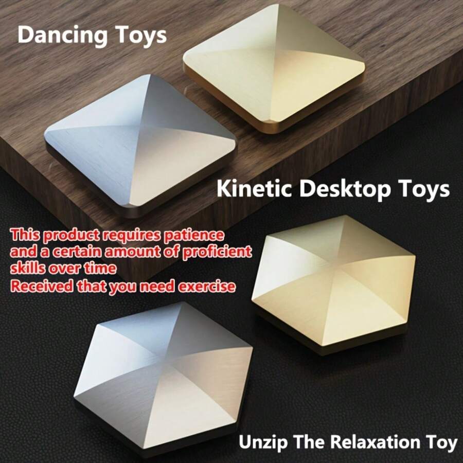 1PC Aluminum Alloy EDC Stress Relief Toy, Square And Hexagonal Desktop Dynamic Rotating , Rolling And Throwing Adult Stress Relief Toy, Portable Desk Accessory, Used To Relieve Anxiety, Available In Black, Gold, And Silver