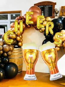 8pcs Beer Theme Aluminum Foil Balloon Set, Includes Beer Balloons And "CHEERS" Balloon Banner, Suitable For Beer Festival Party Decoration, Birthday Party, Holiday Party, Beer Theme Party, Bar Decoration, Munich Oktoberfest Party Supplies - Multicolor - View 7