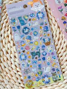 Happy Animal World Cartoon 3D Crystal Stickers Decoration Scrapbook DIY Planner Cute Diary Stationery Stickers Gift - Multicolor - View 6