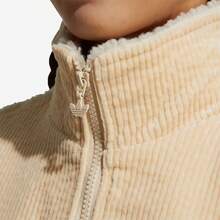 Adidas Originals Adicolor Trefoil Color Block Logo Embroidered Zipper Retro Stand Collar Lambswool Coat Women's White - White - View 4