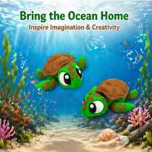 Green And Brown 3D Printed Small Turtle Model, Flexible Jointed Cute Design, Office And Home Stress Relief Decor, Collectible Gift Choice Realistic Marine Creature Model, Desktop And Car Decoration Stress Relief Toy, Children's Birthday And Holiday Gift - Multicolor - View 8
