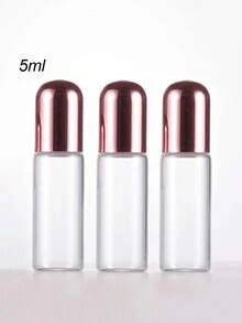 4pcs 1/2/3/5ml Small Capacity Rose Gold Roller Ball Essential Oil Transparent Glass Bottles Perfume Refill Bottles Portable Makeup Tools, Perfume Refillable Bottle, Travel Bottles - Clear - View 9
