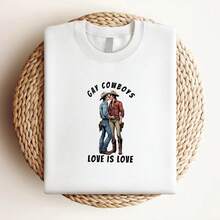 Camiseta estampada para mujer, camiseta gay para hombre, vaqueros gay, divertido, LGBTQ, queer, regalo, fiesta, amor, orgullo, el amor es amor. - Blanco - Ver 3