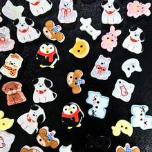 5/12/18/22/32/46 Buah Kancing Resin Kartun Bermata Dua Gaya Acak Pola Kucing Anjing Penguin Kelinci Aksesoris DIY Dekorasi Pakaian Boneka Aksesoris Buatan Tangan Kancing Dekoratif Buatan Tangan - Beraneka warna - View 6