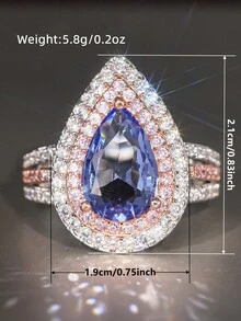 1pc Gorgeous Cubic Zirconia Ring, Suitable For Women To Wear, Suitable For Wedding, Engagement, Anniversary Party, Valentine's Day Gift - 1# - View 8