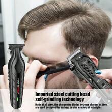 HIENA 男士電動理髮器鬍鬚修剪器 4 件理容套裝/單件鼻毛修剪器 專業理髮器鬍鬚與鬢角修剪器 無線充電 數位顯示 電動刮鬍刀禮品套裝 - 彩色 - 查看 5