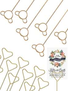 40pcs/20pcs Metal Gift Card Holder Sticks, Suitable For Bouquets, Wedding Centerpieces, Photo Frame Holders, Card Flower Stands, Applicable For Graduation, Wedding, Mother's Day Gift Packaging Card Holders - Love - View 3