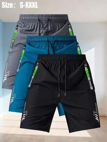 Pantalones cortos de running para hombre, pantalones cortos deportivos de entrenamiento con cordón elástico de secado rápido y bolsillos con cremallera, pantalones cortos deportivos transpirables para entrenamiento, set individual - Negro - Ver 1